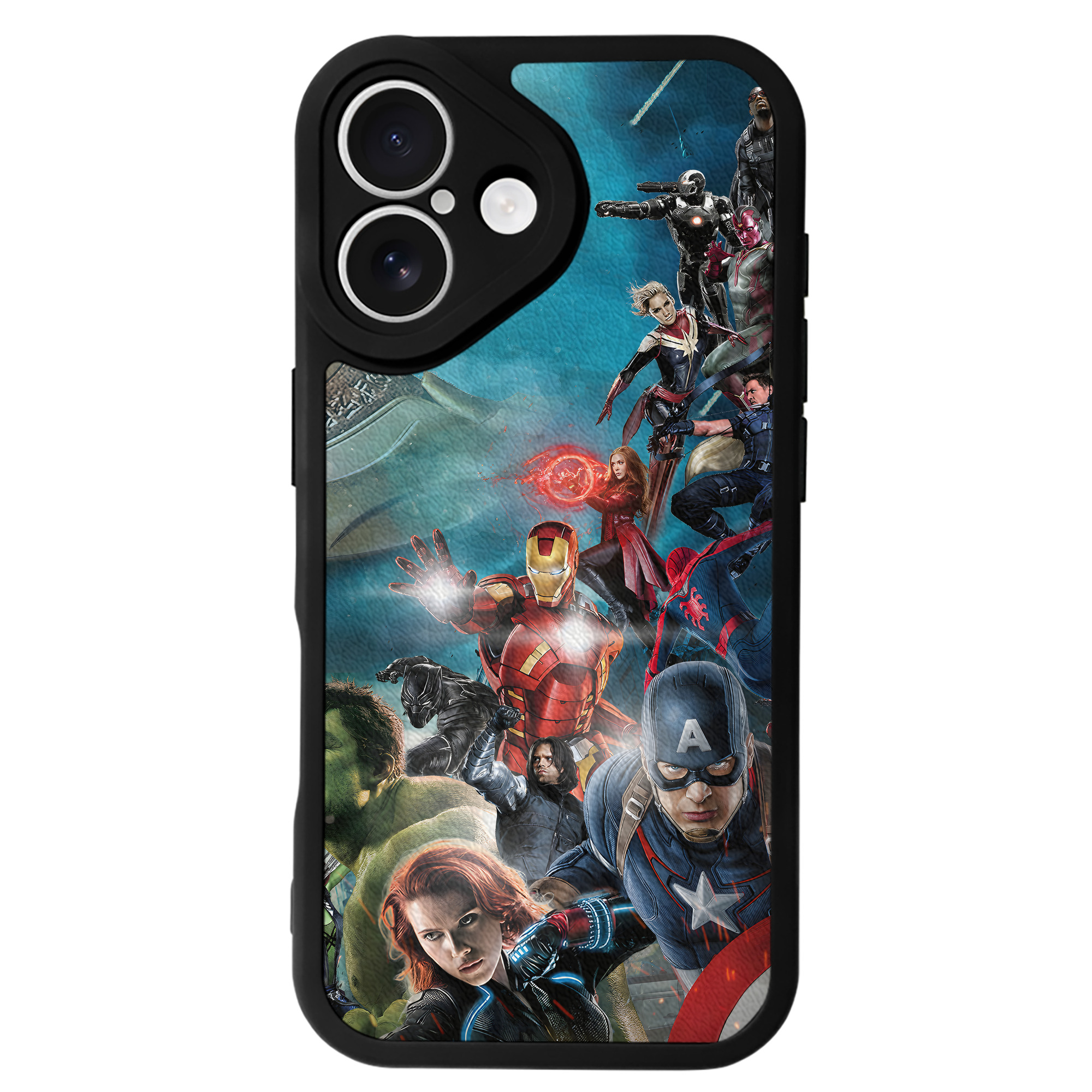 （画像用） アベンジャーズ The Avengers 【iPhone 16シリーズ対応】シリコンスマホケース（レザー調） 材質：シリコン